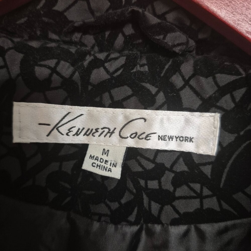 Kenneth Cole Black Velvet Floral Winter Puffer Vest - Picture 4 of 6